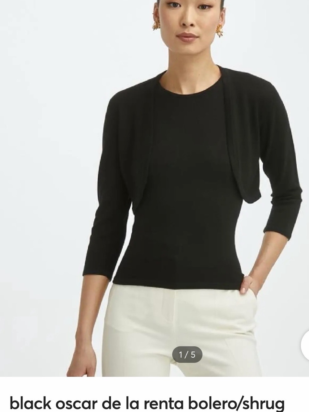 Oscar de la Renta Black Cropped Open-Front Cardigan